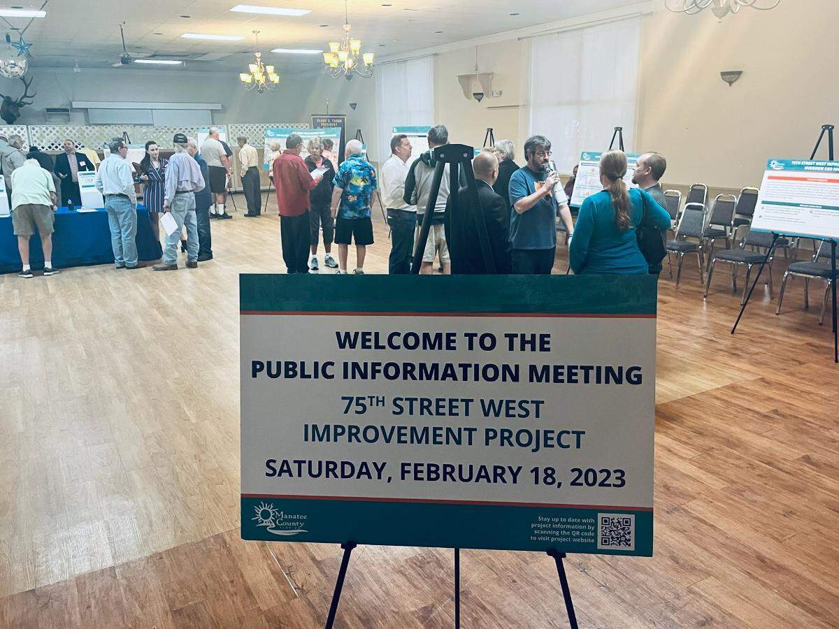 The Manatee County Government hosted an informative meeting  at the West Bradenton Elks Lodge to update residents on the 75th Street West road widening&nbsp;project on Feb 18, 2023.