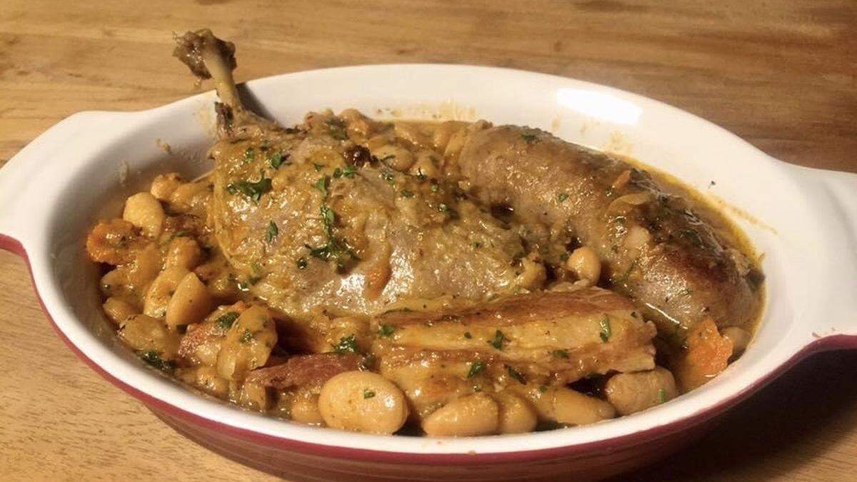 Marieke and Christophe Celis serve authentic cuisine at French Table. It’s a friendly, casual beach setting&nbsp; at 103 Gulf Drive N., Bradenton Beach. Shown above is their Coq au Vin,  chicken braised with wine.