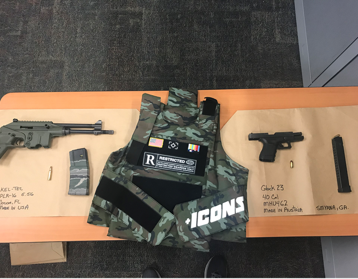Manatee County deputies say they found these weapons in the possession of a convicted felon during a traffic stop on Sept. 5.