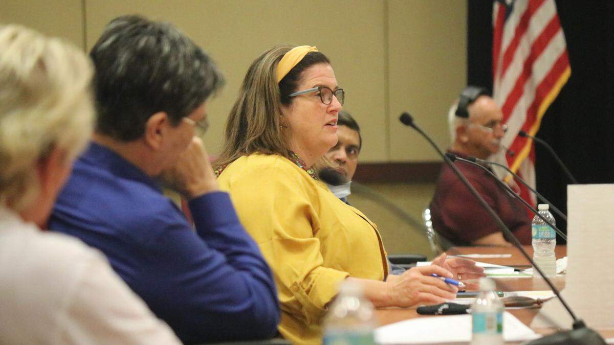 Faced with declining tourism tax revenues, the Manatee County Tourist Development Council voted to recommend that a $5 million commitment to Mote Marine be rescinded and revisited once the economy improves. Misty Servia, chair of the TDC, shown, third from left, cast the only dissenting vote. The vote from the TDC is advisory only, and is not binding on the Manatee County Commission.