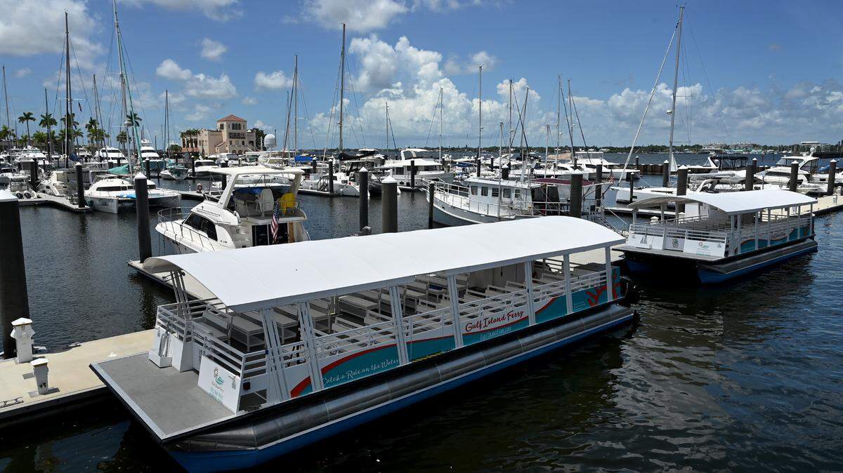 Two water taxis, Miss Anna Maria and the Downtown Duchess, are moored at the docks at Pier 22 in Bradenton while officials find a way for the ferries to dock at the Anna Maria Pier.