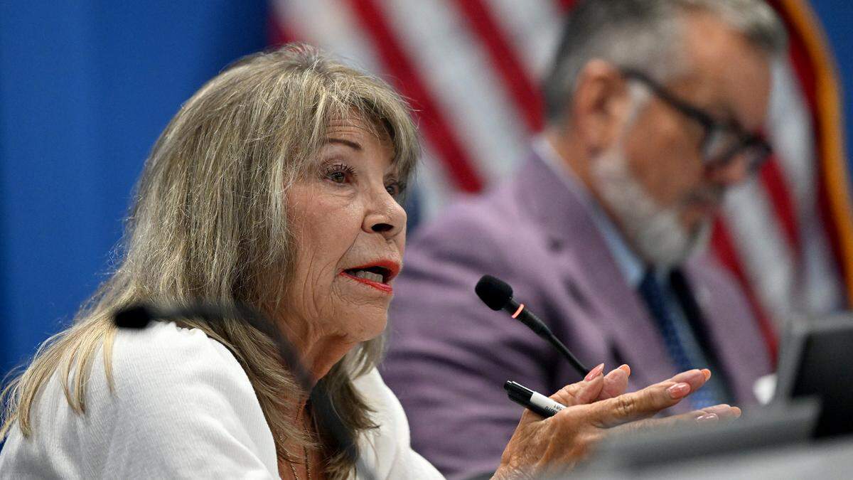 Commissioner Carol Ann Felts, who passed away in February, is pictured during the Board of County Commissioners meeting on Oct. 7, 2025. Eight candidates have filed to run for her District 1 seat, according to the Manatee County Supervisor of Elections.