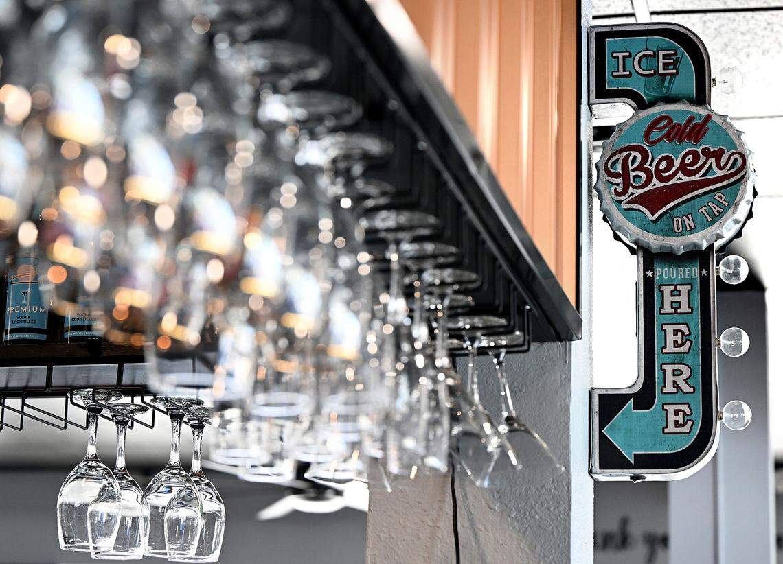 There is a full bar at Pork Belly’s, 9516 Cortez Road West.