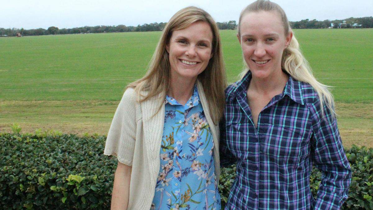 Sarasota Polo Club manager Kirsten Galvan, left, is shown with polo instructor Megan Flynn. 
 JAMES A. JONES JR./Bradenton Herald