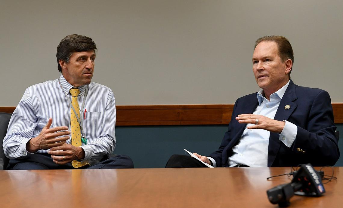 Manatee Memorial Hospital CEO Kevin DiLallo discusses their response to the opioid crisis with Congressman Vern Buchanan, describing their ALTO Program through the Emergency Care Center.