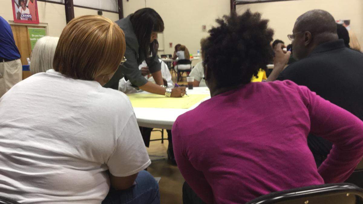 Concerned citizens looking to better their communities within the Central Community Redevelopment Agency neighborhoods joined the CCRA and Faith Based Alliance Thursday at the 13th Avenue Dream Center to give input on what the issues are they hope to overcome and provide possible solutions. MARK YOUNG/Bradenton Herald