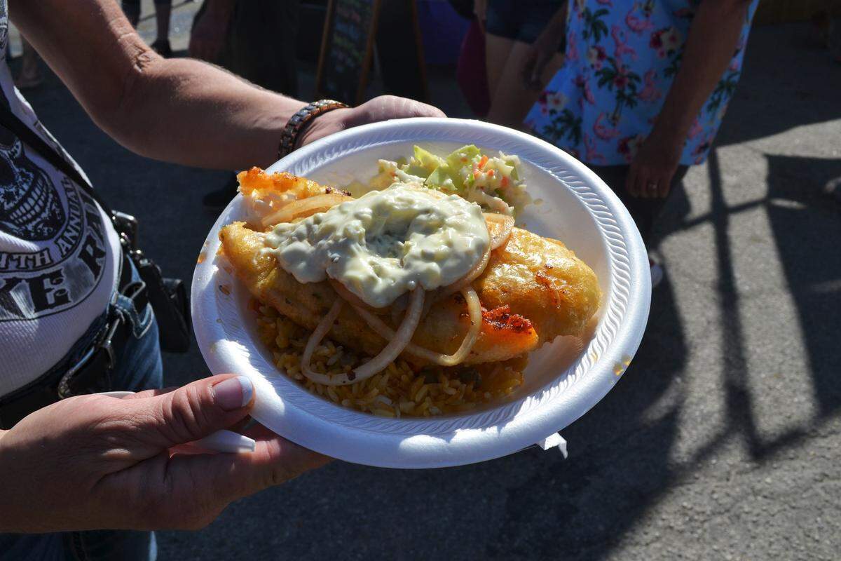 Fresh grouper was on the menu at multiple vendors at the fishing festival.