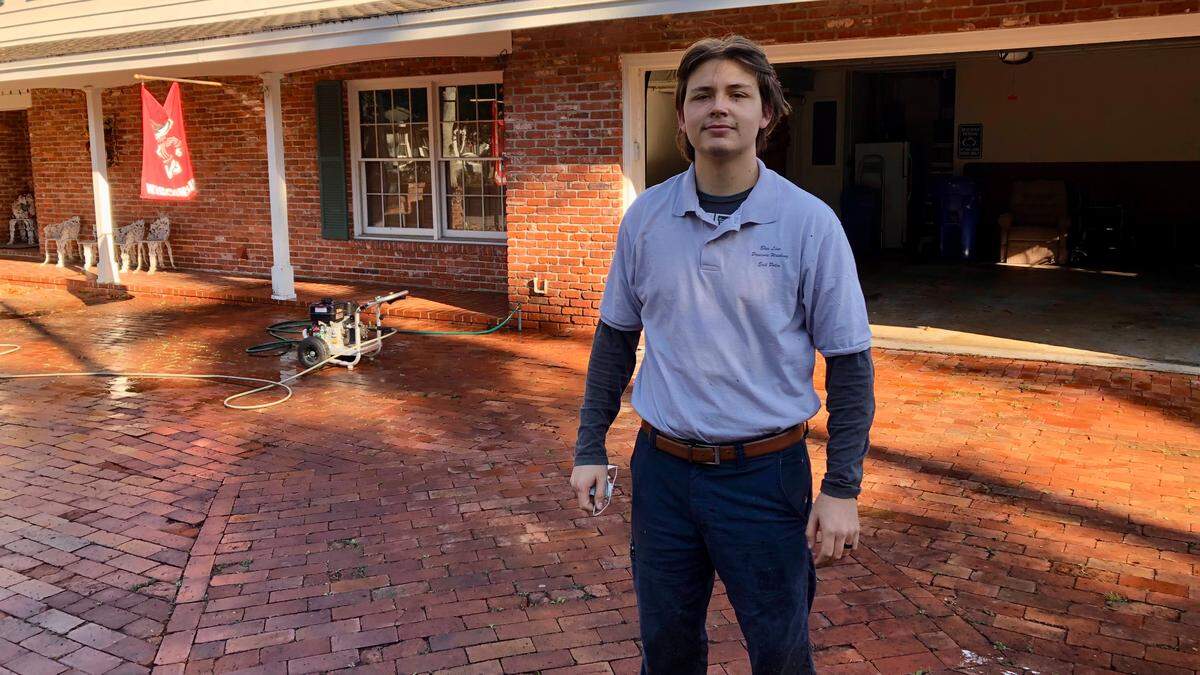 College student Erik Polin recently started a pressure cleaning business. He says he would not have been able to balance college studies and a new company during a pandemic-free year.