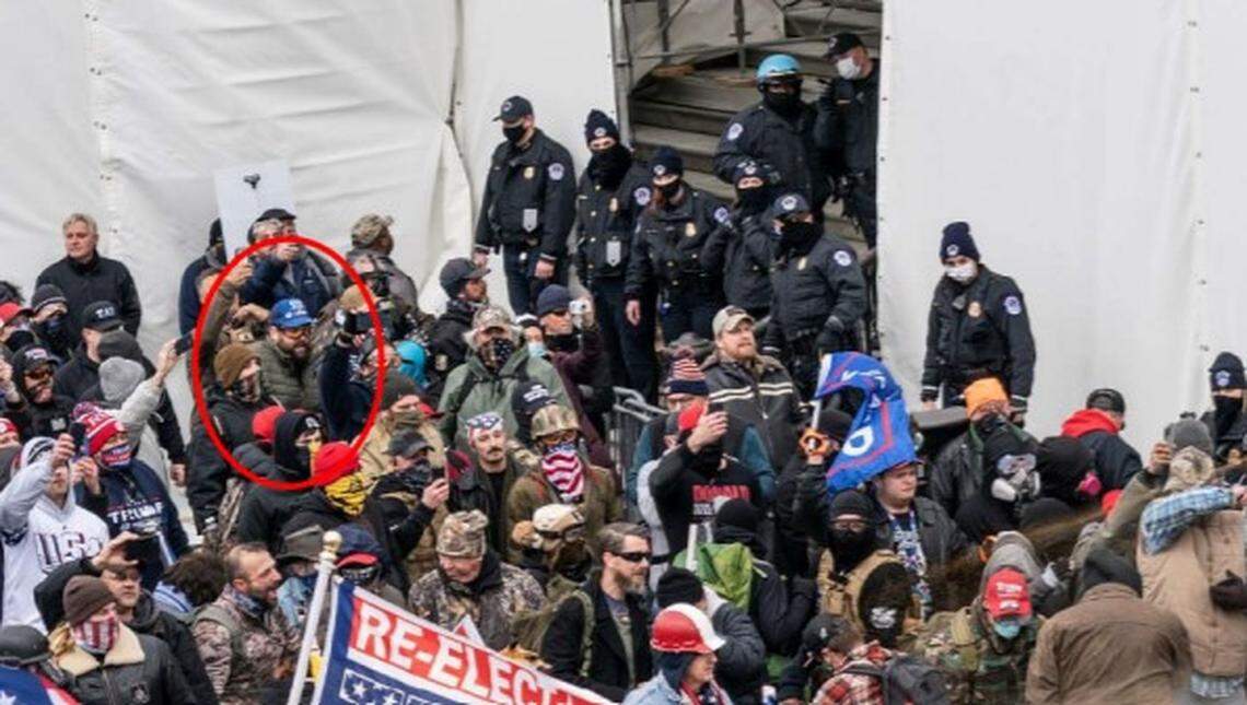 Daniel Lyons Scott, 28, of Bradenton, identified in crowd by the FBI assaulting Capitol police officers during the Jan. 6 insurrection of the U.S. Capitol.