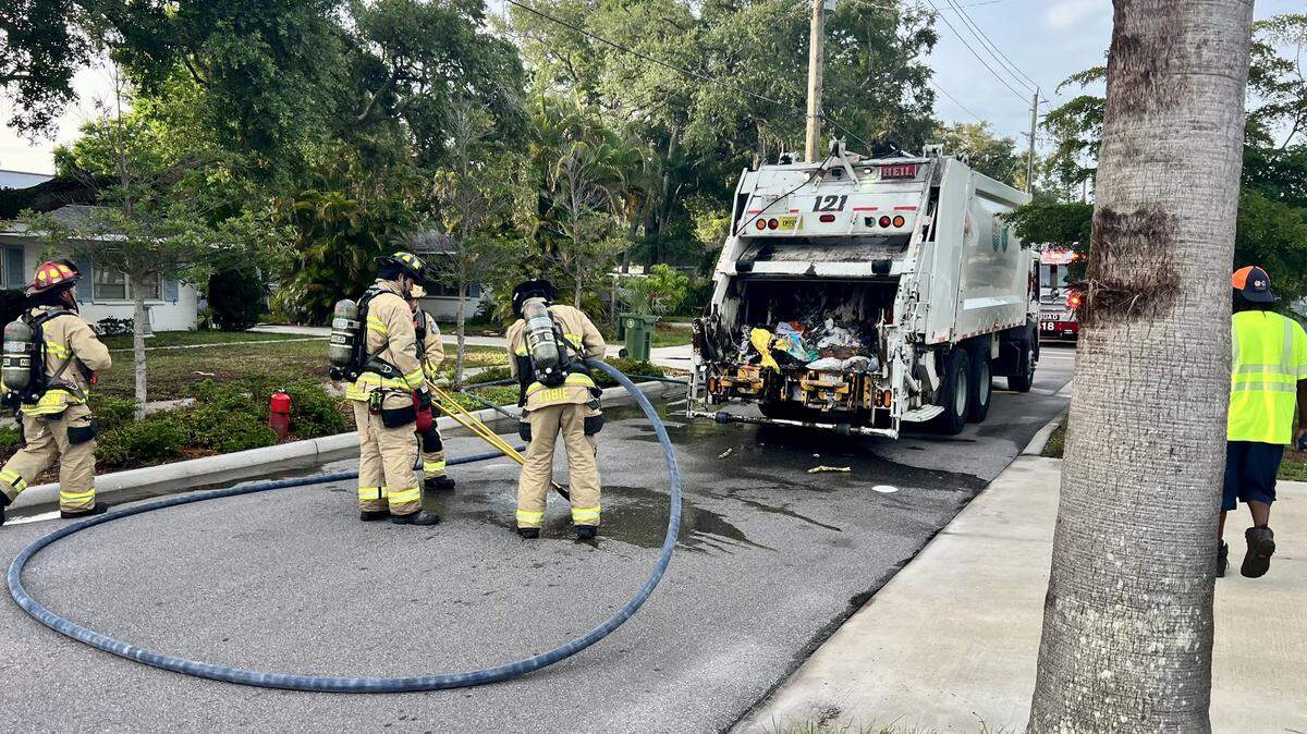 The Bradenton Fire Department put out a fire that caught in the back of a garbage truck on Thursday, May 28, 2026.