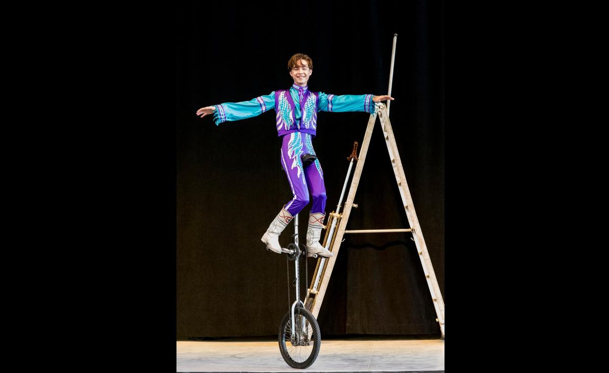 The Summer Circus Spectacular brings top circus performers from around the world for a series of shows at the Historic Asolo Theatre on the campus of The Ringling in Sarasota. Pictured: Vincent Valla-Bertini on the high unicycle.