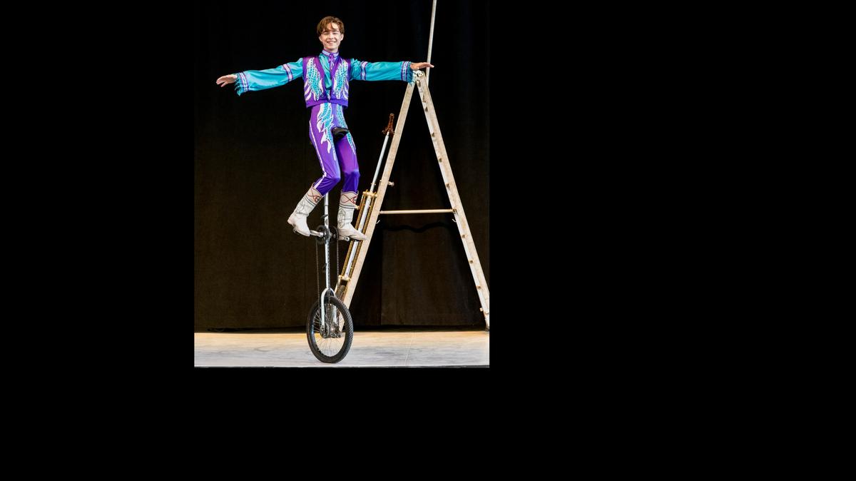 The Summer Circus Spectacular brings top circus performers from around the world for a series of shows at the Historic Asolo Theatre on the campus of The Ringling in Sarasota. Pictured: Vincent Valla-Bertini on the high unicycle.