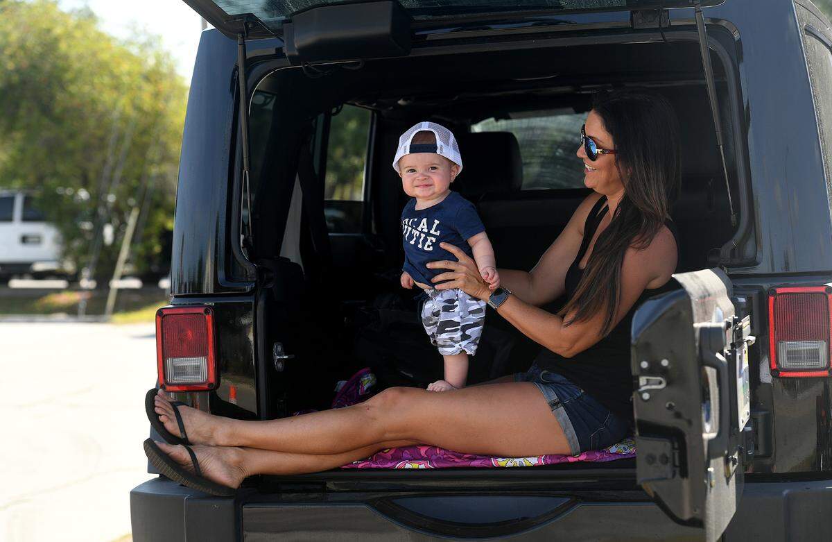 Ryker Cook, 6 mos. smiles from the comfort of a Jeep with grandmother Jennifer Albritton during the Hernando DeSoto Historical Society’s Children’s Parade on Friday, April 7, 2023 in Palmetto.