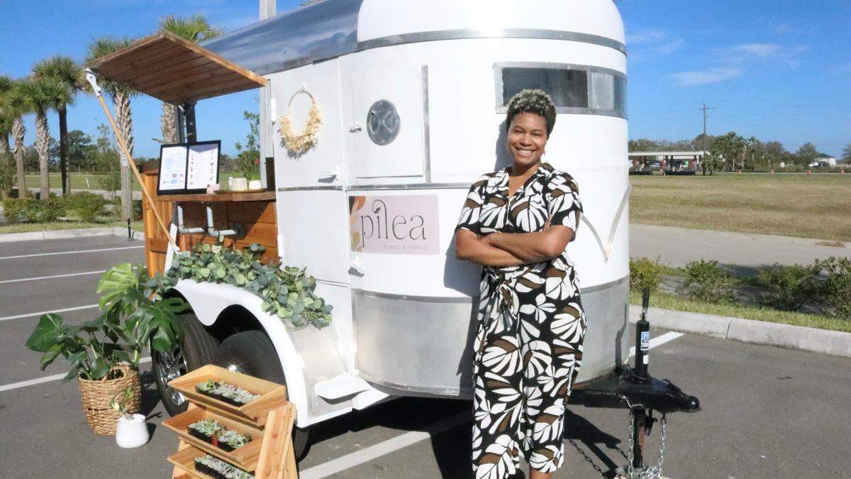 Parrish resident Taylor Robison takes her Pilyea Plants and Things business, housed in a converted horse trailer, to pop ups around Bradenton and Sarasota, selling low-maintenance house plants.
