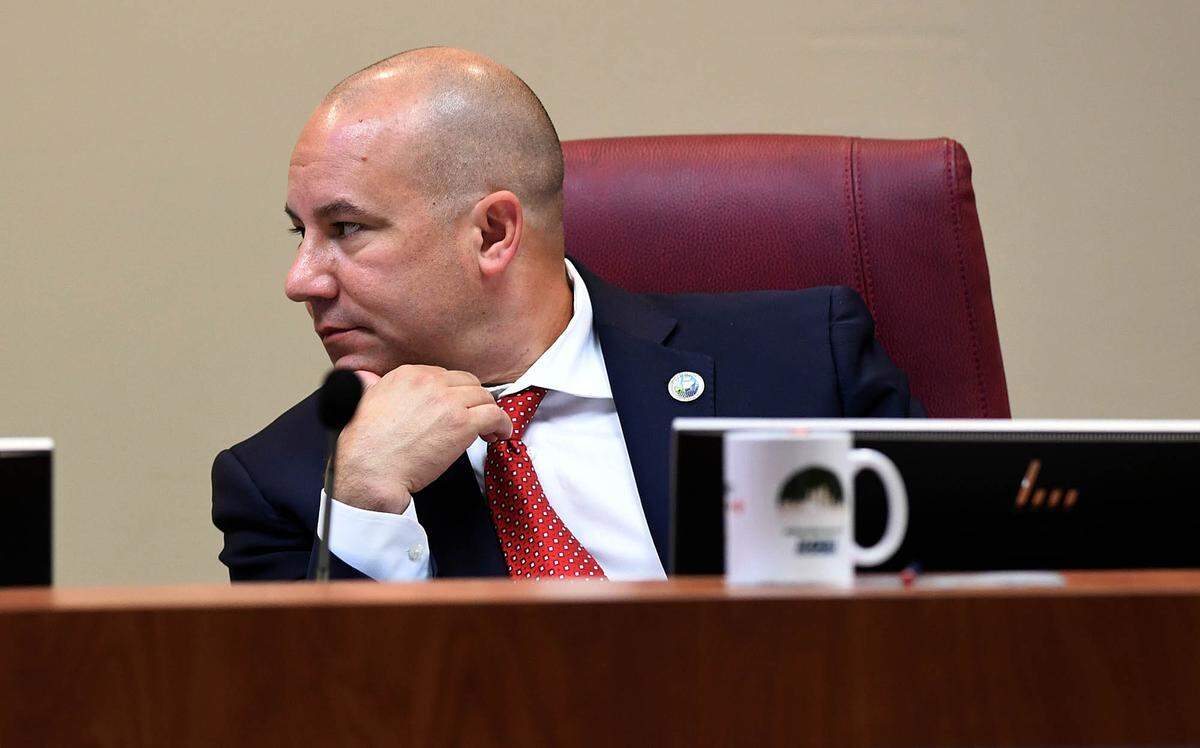 11/16/21—Manatee County Commissioner Kevin Van Ostenbridge listens during a discussion of the redistricting maps in chambers in November 2021.