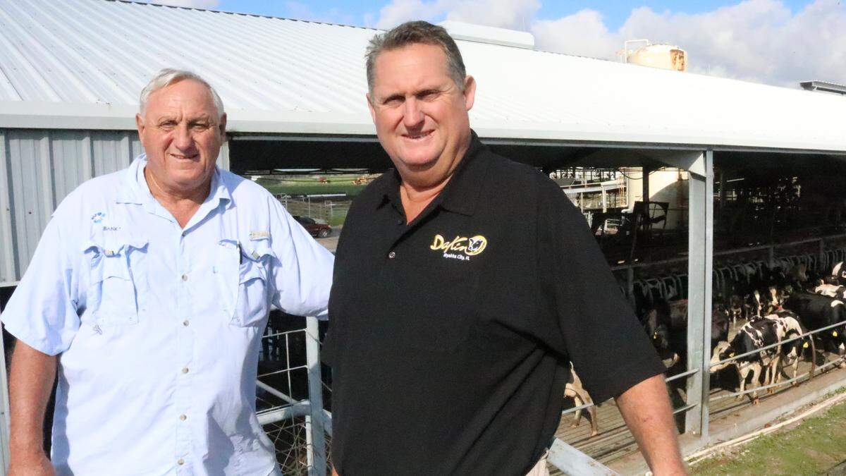 Cameron, left, and Jerry Dakin, along with their late brother, Farren, have been selected for the Manatee County Agricultural Hall of Fame. They are shown Friday at Dakin Dairy.