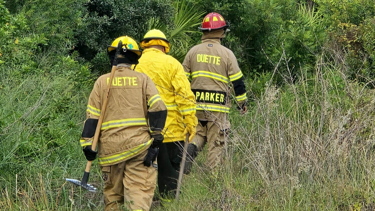 Duette Fire Rescue fights a fire that started as a controlled burn in Duette Preserve. An ember jumped to a neighboring property and ignited, but fire officials say the blaze is under control.