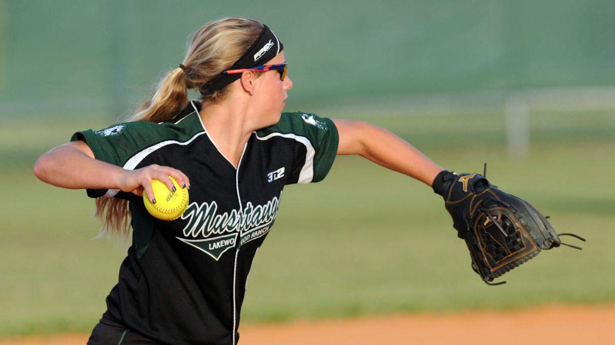Lakewood Ranch's Kinsey Goelz throws to first during a Class 8A-District 8 softball semifinal against Manatee High on Tuesday at Lakewood Ranch. 
 GRANT JEFFERIES/Bradenton Herald