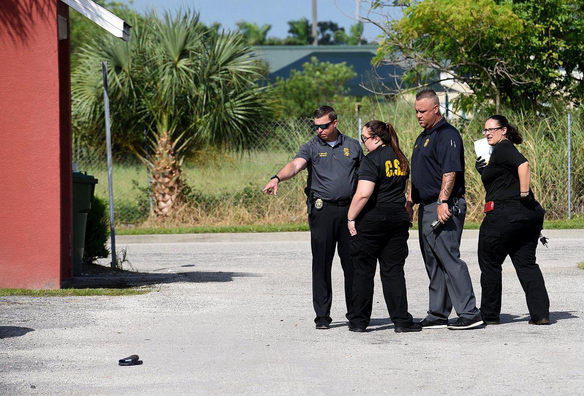 Bradenton Police investigate the area of Bradenton Village where the victim of a shooting fled to an apartment.