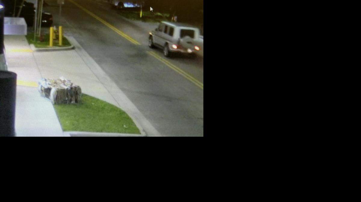 Surveillance video captured this image of a silver-colored SUV, believed to be a Mercedes, leaving the scene of the crash on the causeway just west of the crosswalk near Island Way. (Photo courtesy Clearwater police)