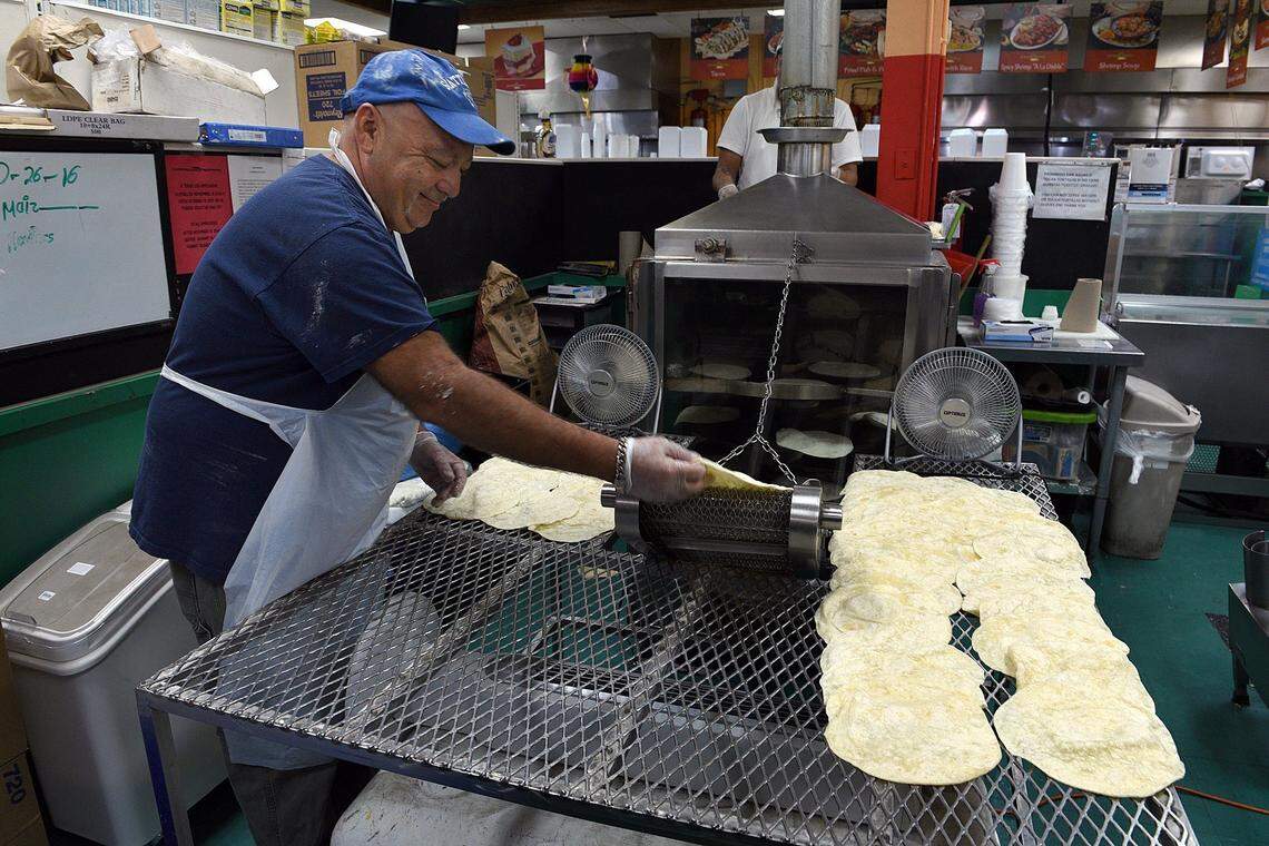 Fresh tortillas are prepared at Acapulco Tropical, a well-known Latin market in Bradenton.