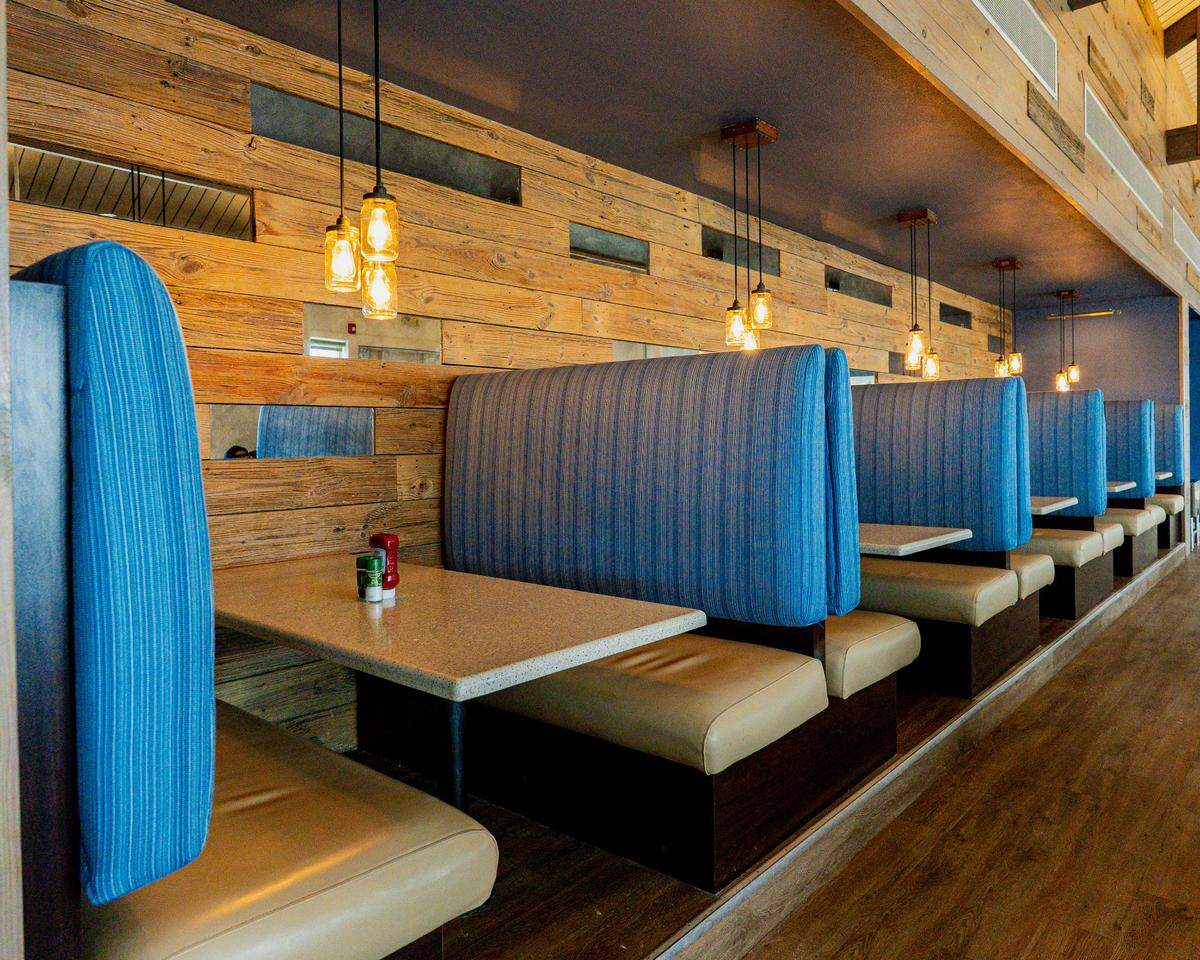 The indoor dining area at the Sandbar on Anna Maria Island.