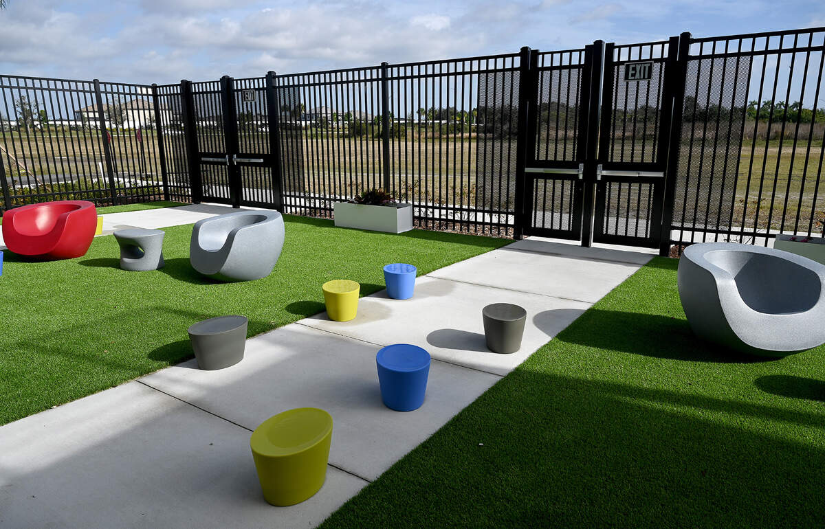 The Lakewood Ranch Library at 16410 Rangeland Parkway will open Friday, Jan. 12, 2024. The county’s newest library’s children’s area features an outdoor area for play and activities.