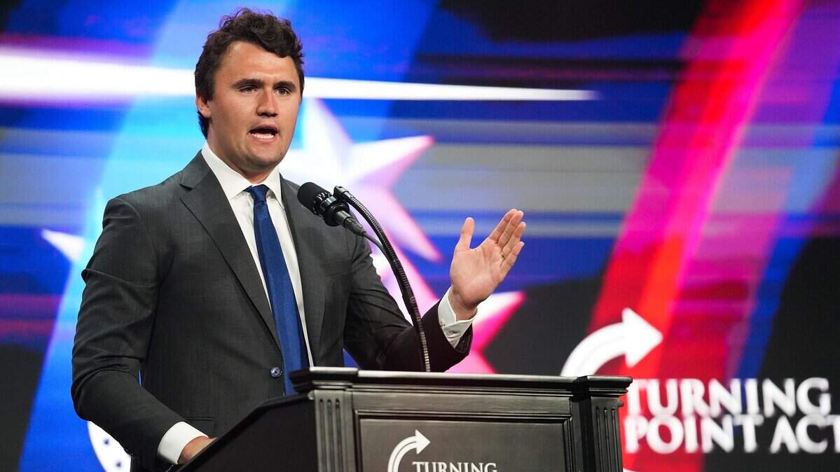 Charlie Kirk, founder of Turning Point USA, speaks during a Unite and Win rally held by Turning Point Action at the Arizona Financial Theatre on Aug. 14, 2022, in Phoenix. Kirk and Pastor Rob McCoy of Newbury Park work in tandem to encourage pastors to become politically active.