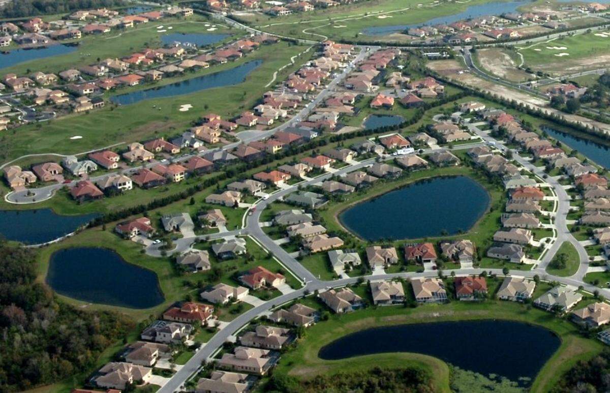 An aerial view of a housing development in East Manatee. Prices for single-family homes continue to grow in the Bradenton area but at a slower rate than elsewhere in the state and the nation.