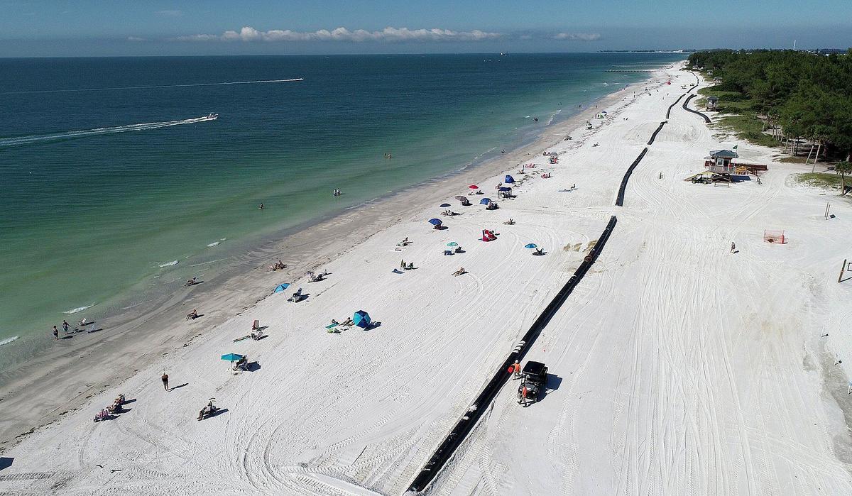 11/16/20--Beach renourishment nears completion on Coquina Beach. It may have saved Anna Maria Island from Eta