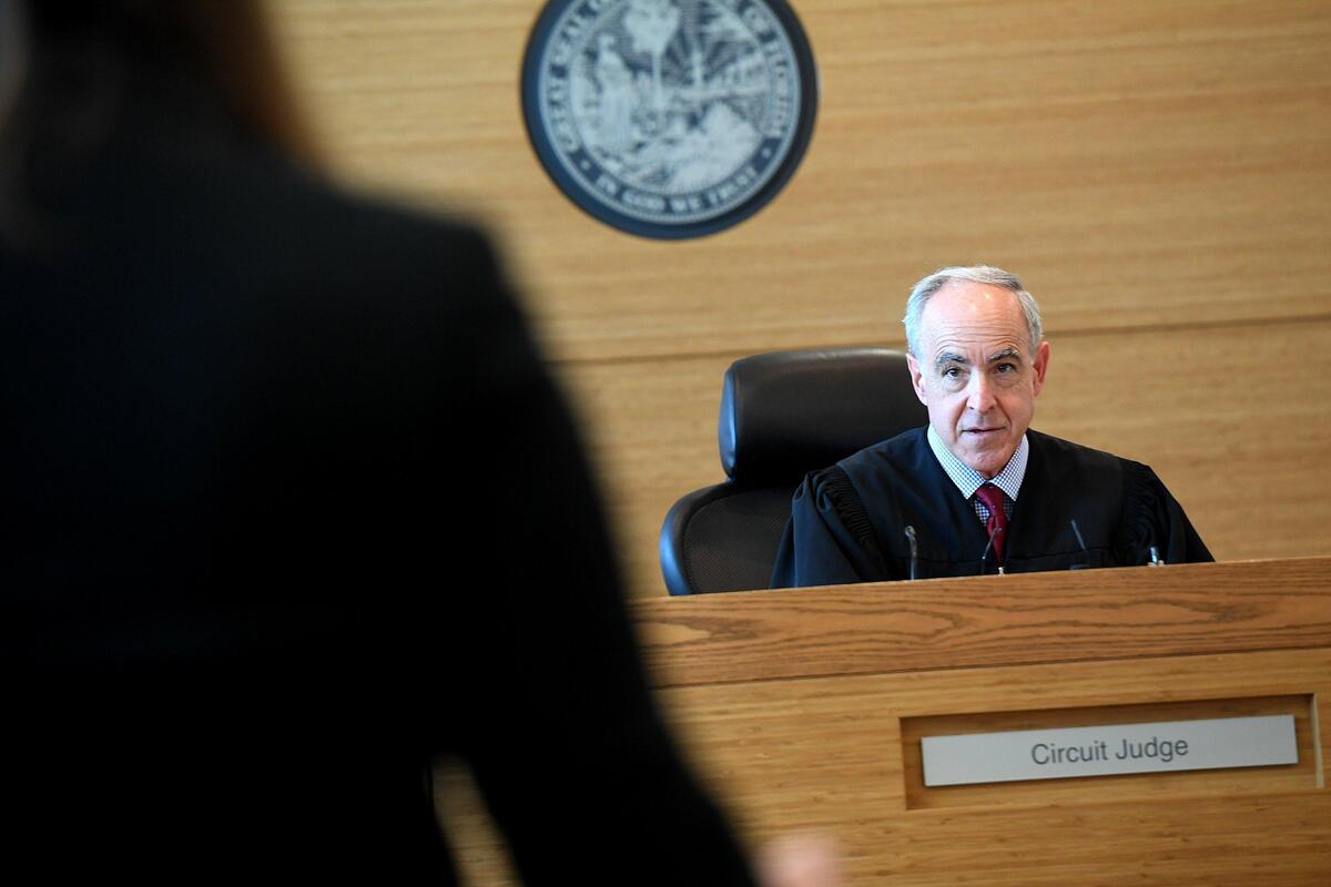 Judge Charles Roberts presides as Dominick Hawkins appears in court five years and eight months after he was charged with kidnapping a 5-year-old girl from near her home in the Wayside Glen Mobile Home Park.