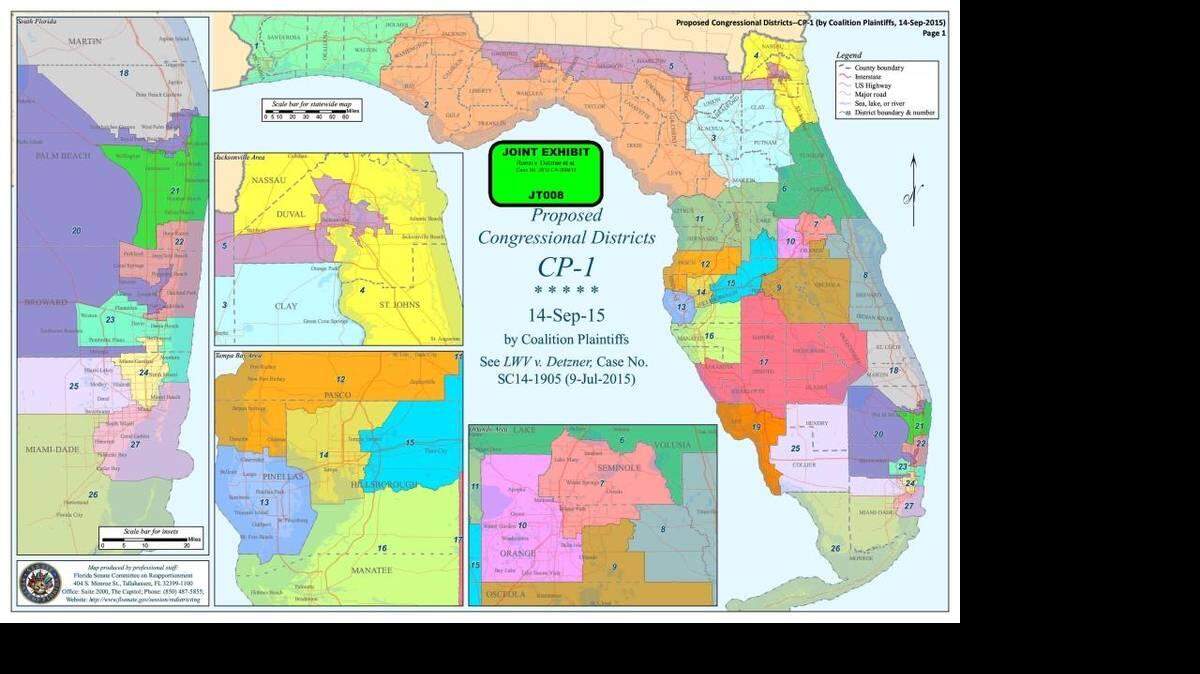 This is the congressional districts map Leon County Circuit Court Judge Terry Lewis said Friday he’s recommending to the Florida Supreme Court. Leon County Circuit Court.