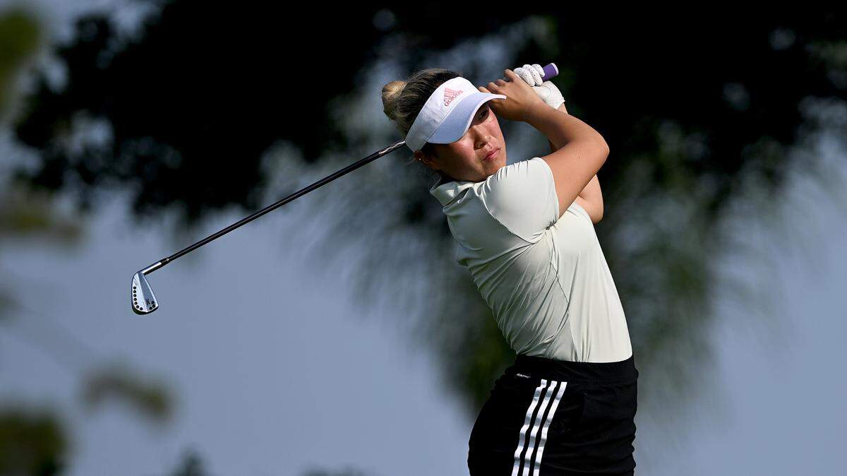 Sakurako Tanaka of Japan tees off during the Florida State Golf Association’s U.S. Women’s Open Qualifier at the Bradenton Country Club, Monday, May 13, 2024.