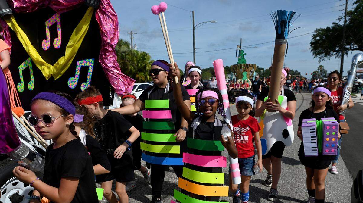 Freedom Elementary kids march in the Hernando DeSoto Historical Society’s Children’s Parade on Friday, April 7, 2023 in Palmetto.