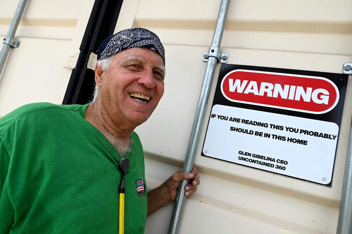 Glen Gibellina built this tiny home from three shipping containers, modifying them to create a modern-looking dwelling that he says is hurricane and soundproof.