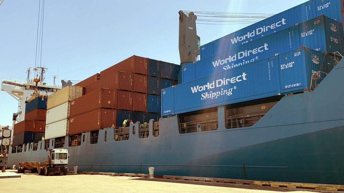 World Direct Shipping’s M/V Queen B III, carrying newly acquired 53-foot-long containers, is the latest and largest addition to the Port Manatee-based line’s vessel fleet.