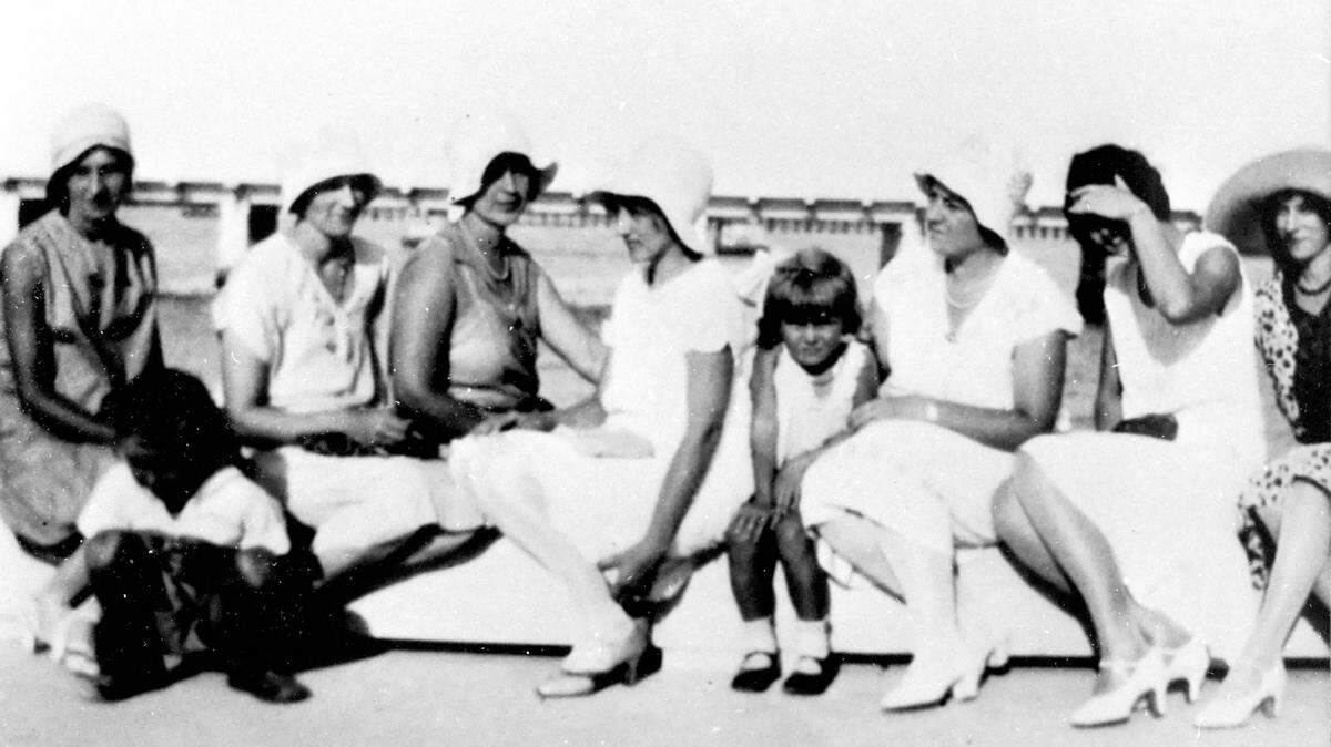 Ladies in their summer beach costumes at the home of J.R. Wood in 1920s