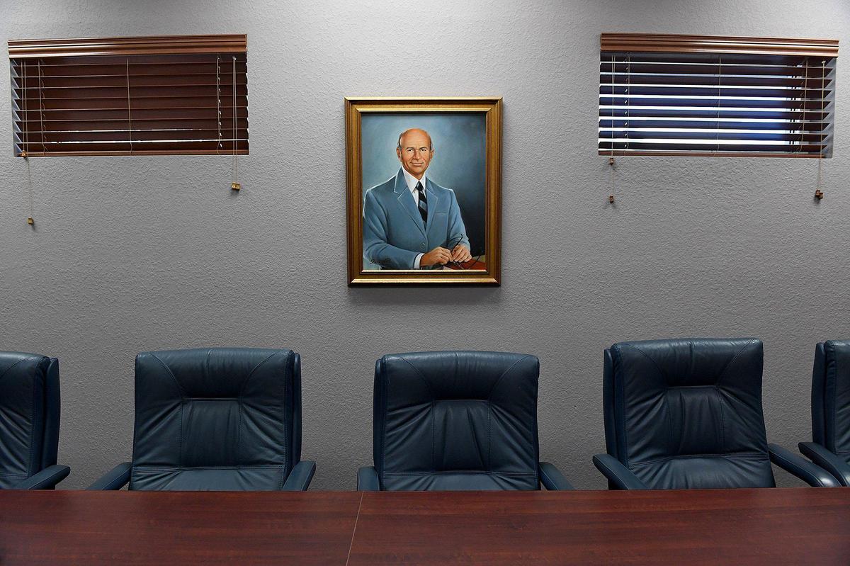 KeetonÕs Office and Art Supply officially closing for good at the end of the day on Oct. 31. In the administration offices in back of the store, a portrait of William Keeton hangs over the conference table.