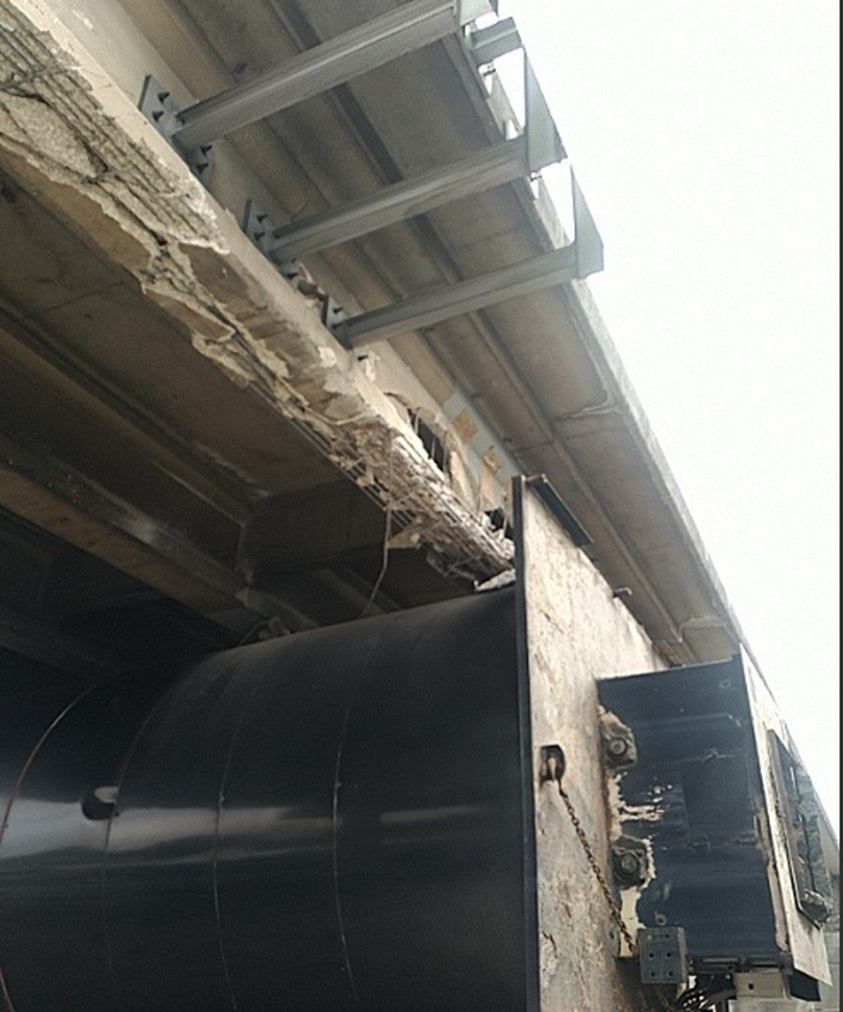 A tractor trailer carrying an oversized load ran into an overpass in Marion County near Ocala on Wednesday, Feb. 22, 2023.