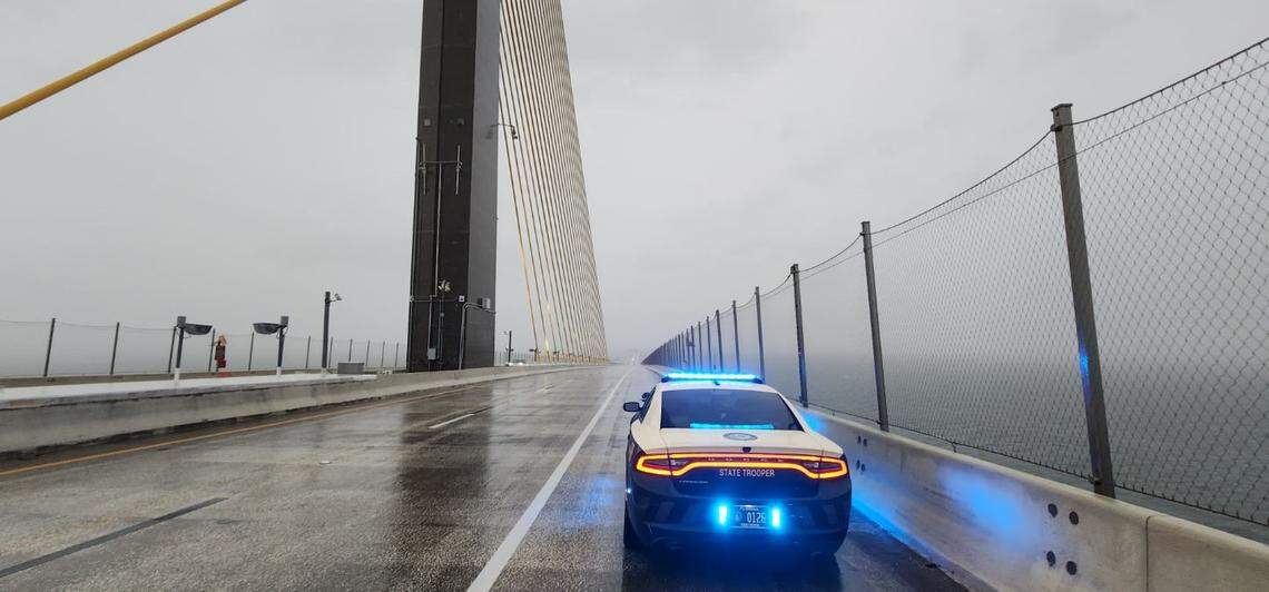 Florida Highway Patrol and the Florida Department of Transportation have closed the Sunshine Skyway bridge due to high wind from Hurricane Helene as of 1:30 p.m. Thursday.