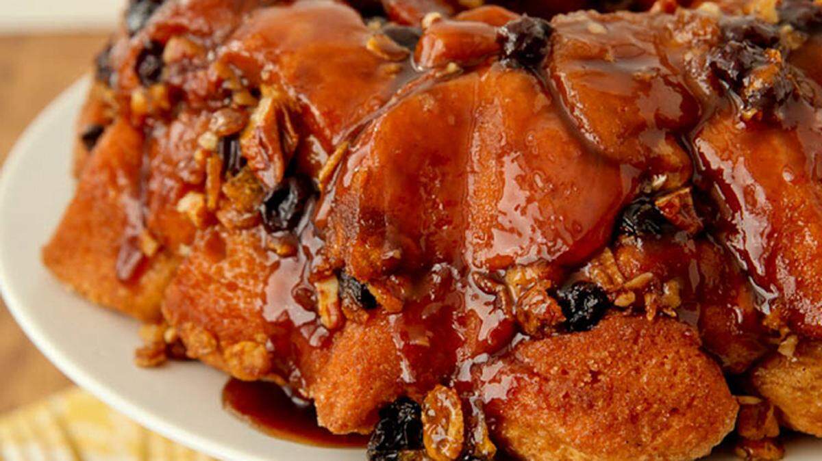 Crunchy monkey bread is made with Honey Bunches of Oats cereal. 
 POST FOODS