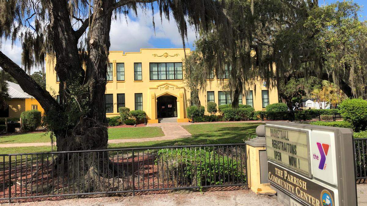 The 1924-era Parrish school building has become home to a YMCA branch and serves as a community center.