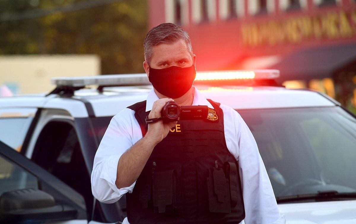 Bradenton Police film during an interaction with marchers during a Black Lives Matter Sarasota-Manatee Alliance protest march in Bradenton.