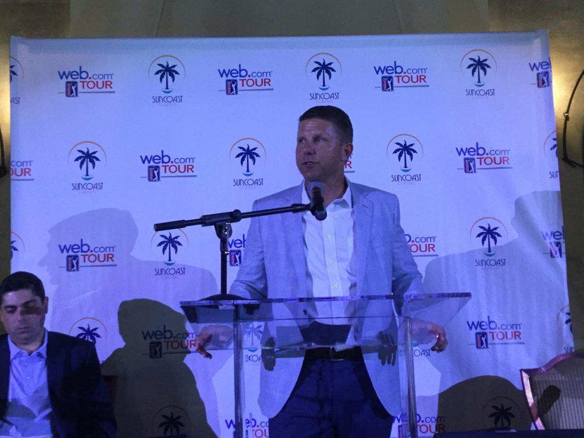 Web.com Tour president Dan Glod announces the inaugural Suncoast Classic to take place Feb. 14-17, 2019 at Lakewood Ranch National Golf Club. The tournament is under a five-year contract to stay in the area.