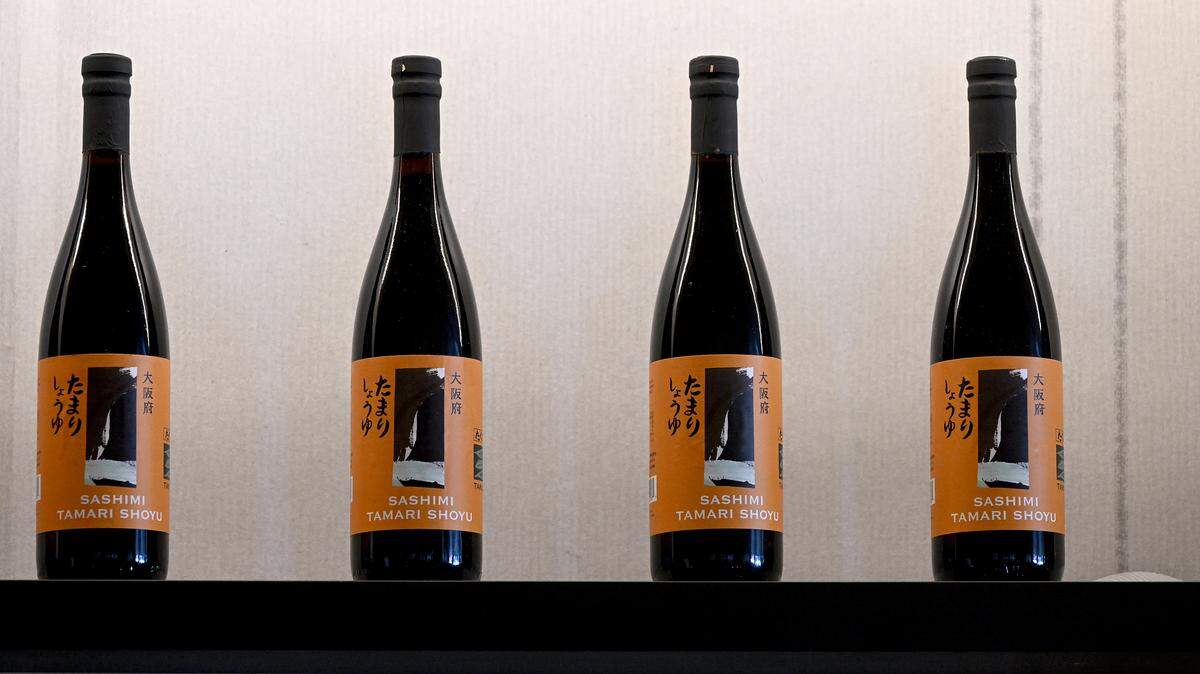 Premium soy sauce lined up at the newly-opened Kuro Sushi on Main Street in Lakewood Ranch on Nov. 4, 2025.