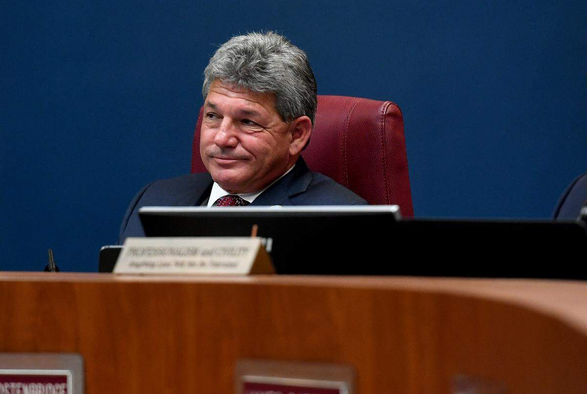 The Manatee County Sheriff’s Office has opened an investigation to determine whether former County Administrator Scott Hopes, pictured during a May 2022 public meeting, violated public records laws in his final days of employment.