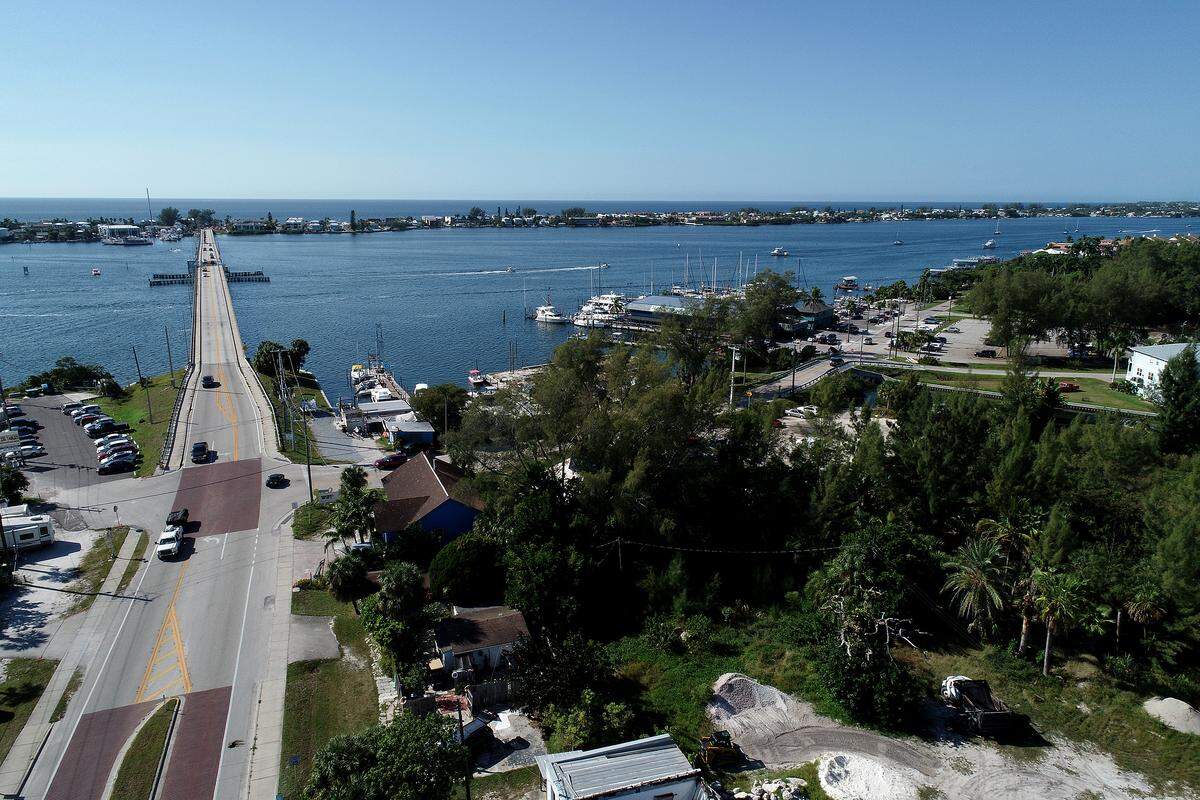 View of the Cortez Bridge from the village of Cortez.