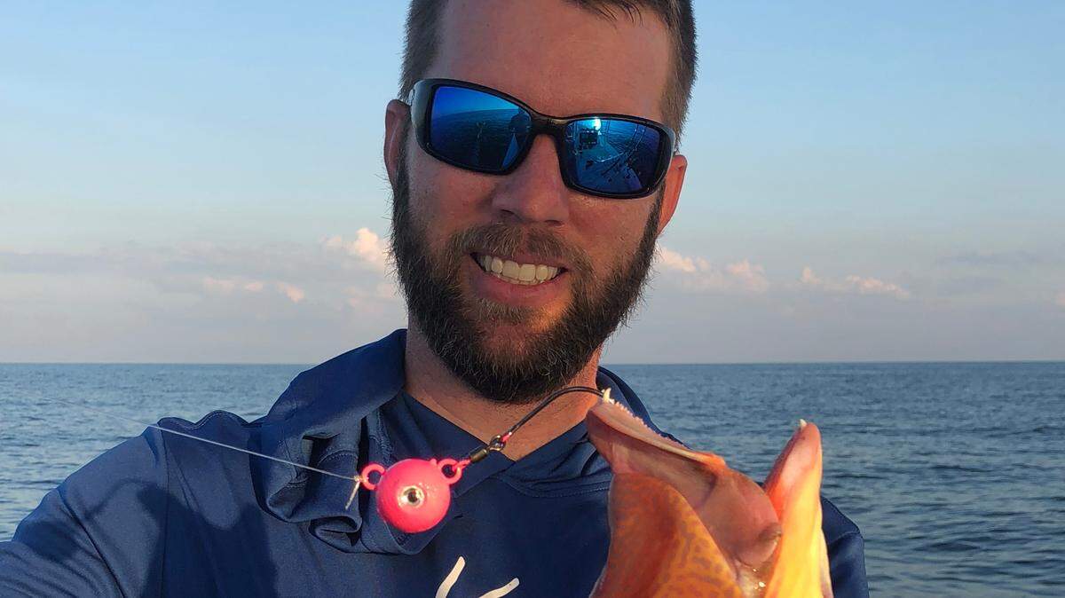 Jon Chapman with a hogfish caught on a Hogball XL and shrimp last weekend.