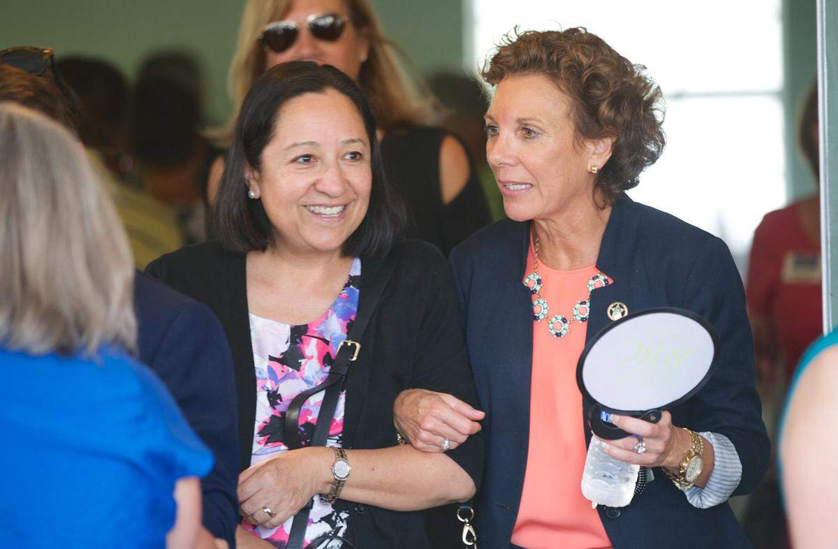 Manatee County Sheriff’s Maj. Connie Shingledecker, right, and Manatee County Community Health Director Luz Corcuera attend the Women’s Resource Center of Manatee’s 25th anniversary celebration in 2015. Shingledecker and Corcuera were among 25 women honored Tuesday evening by the WRC.