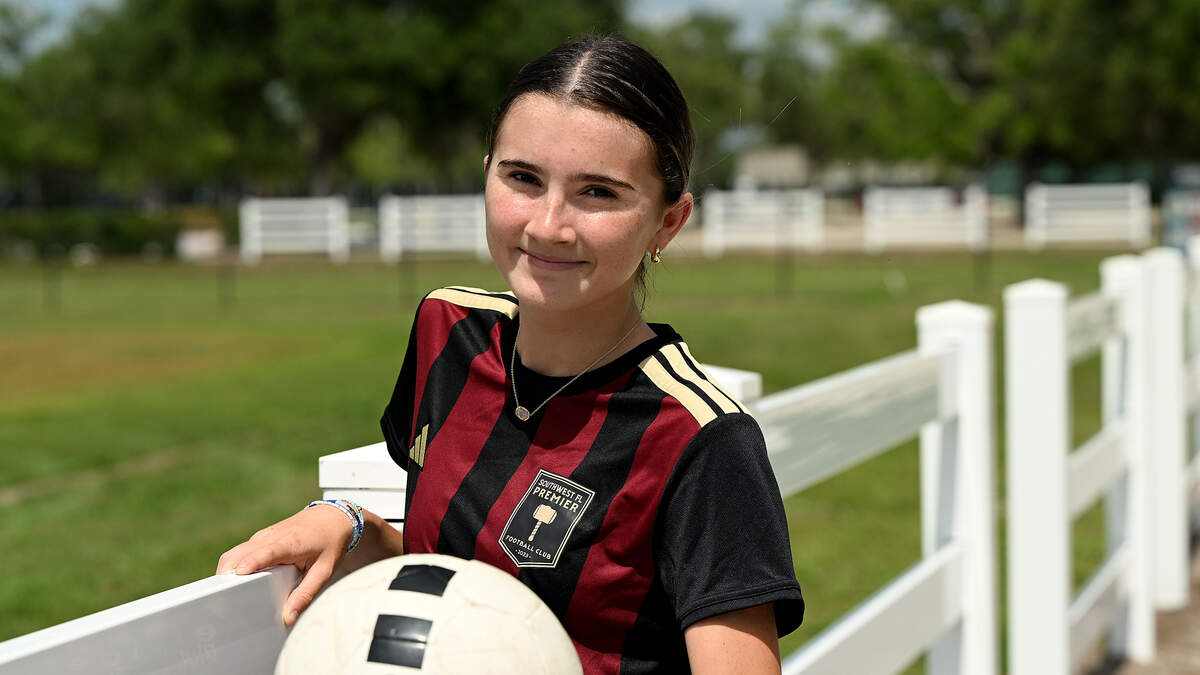 Sky Commissar, a rising sophomore at Lakewood Ranch High School, will play soccer internationally with Team Great Britain in the Costa Blanca Cup. Commissar poses for a photo on May 22, 2026.